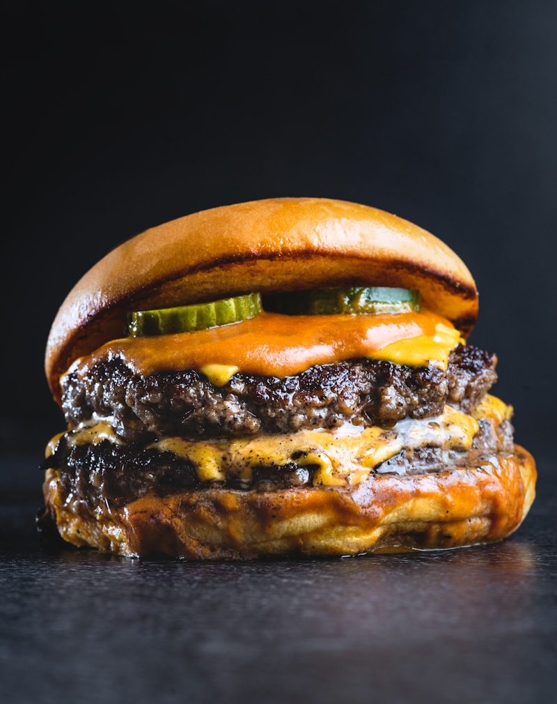 burger with patty and lettuce